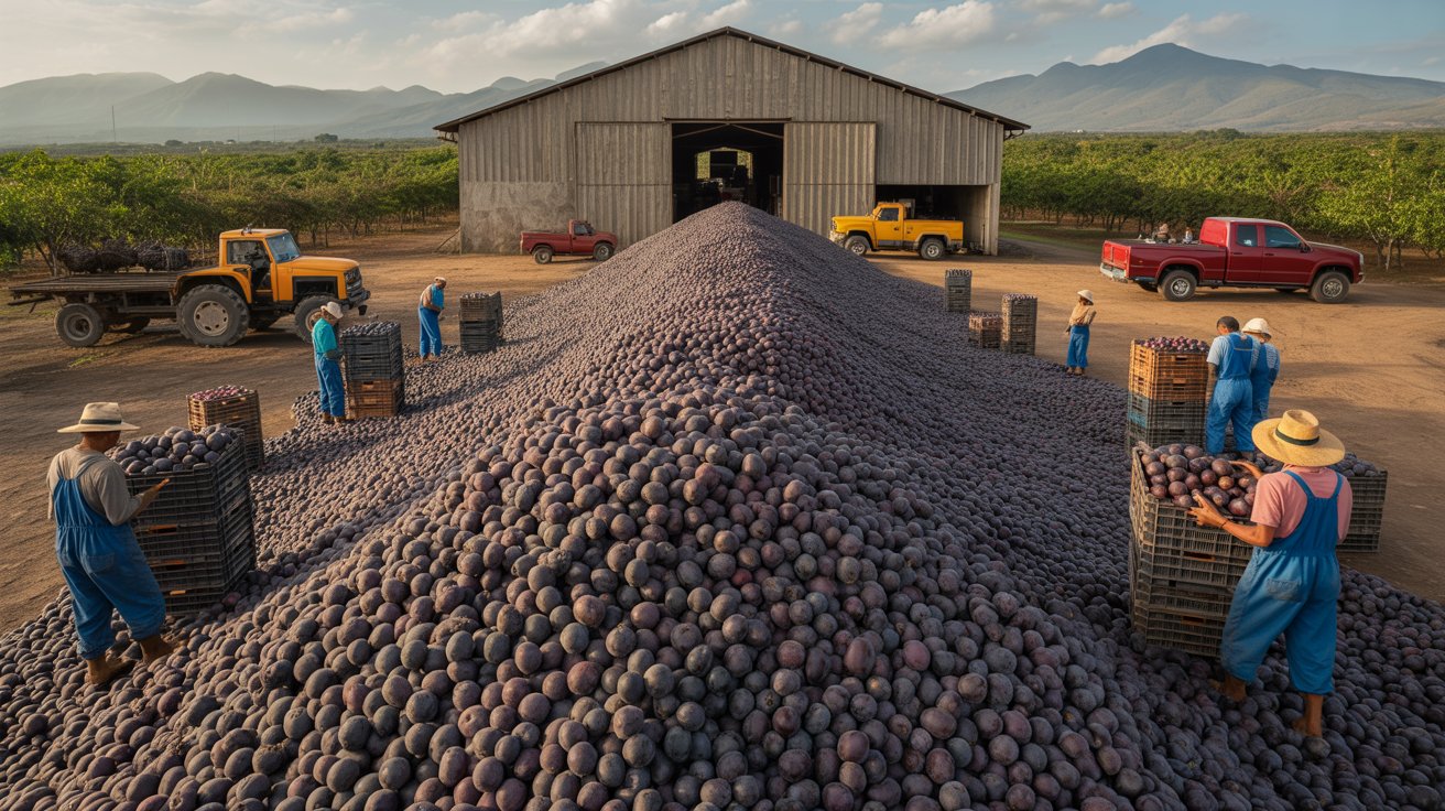 Maior fazenda de jabuticaba do mundo em Hidrolândia, Goiás, com pomares e turistas durante a safra.