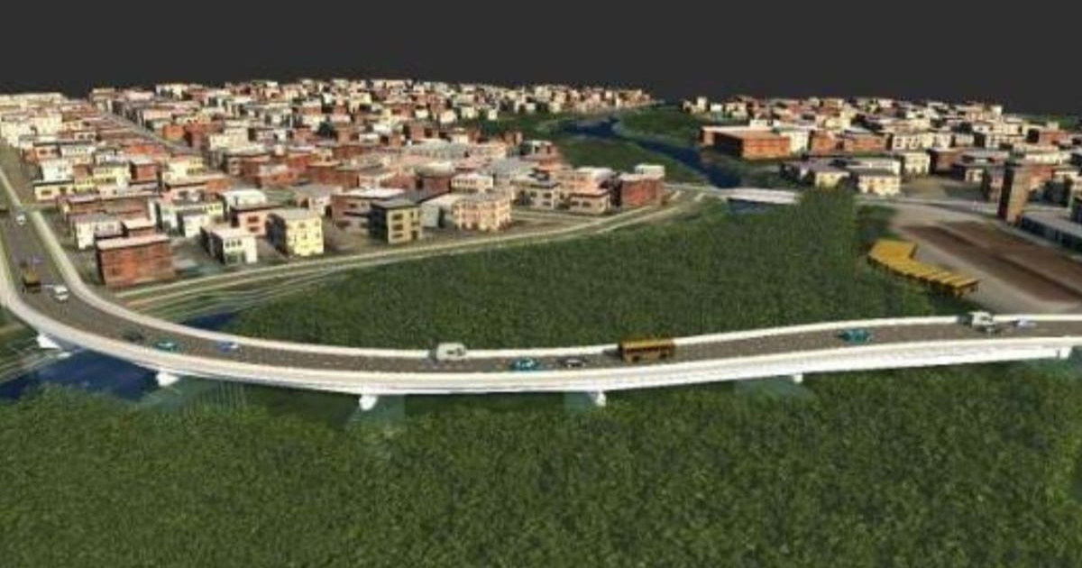 Joinville investe R$ 25,9 milhões em ponte curva com tecnologia cantitravel para cruzar o rio Itaum, preservando vegetação nativa e melhorando mobilidade. (Foto: Divulgação)