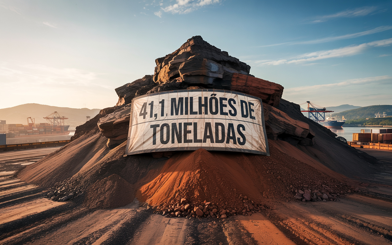 Brasil exporta 41,1 milhões de toneladas de minério de ferro em julho de 2025: recorde histórico supera 2015, reforça liderança global e aumenta pressão em disputa com a Austrália pelo mercado mundial do aço