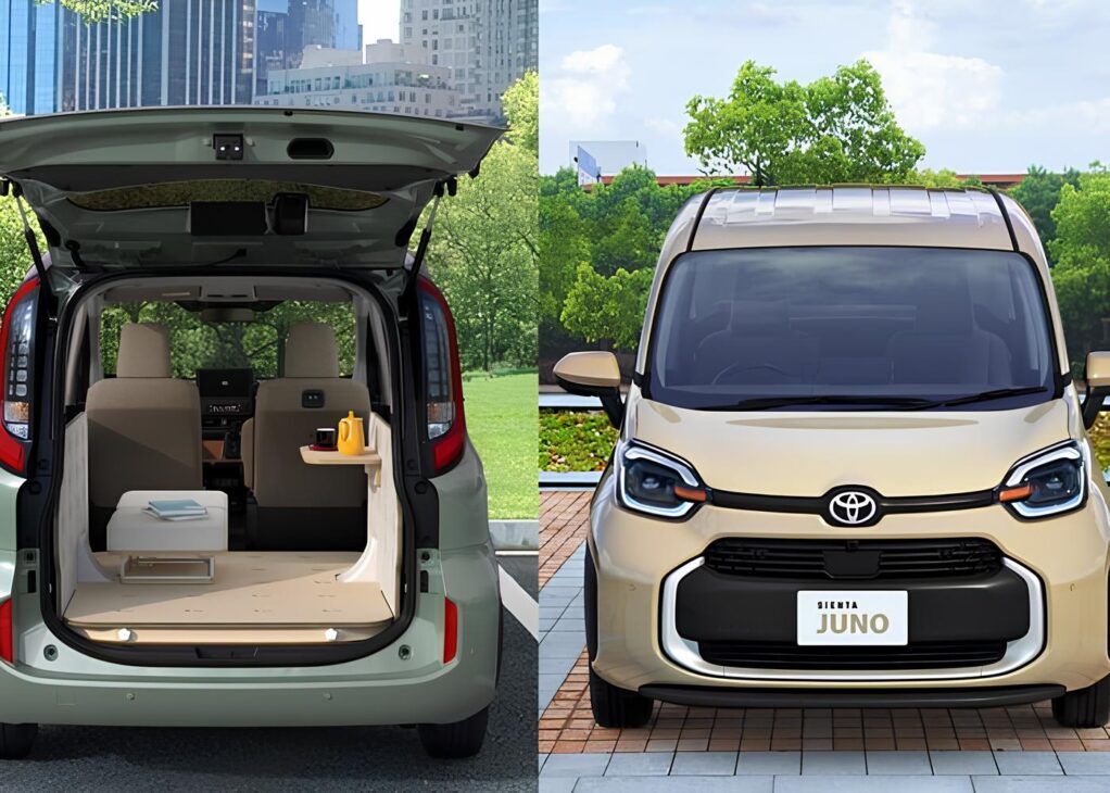 'Chevrolet Spin' da Toyota tem motor híbrido, tração nas quatro rodas e pode virar sala de estar ou escritório com kit opcional — conheça a Sienta Juno