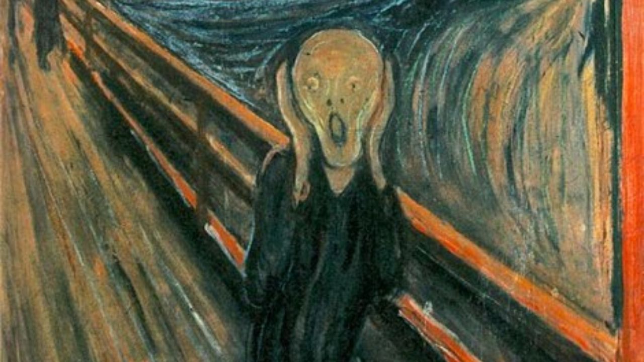 “O Grito”, de Edvard Munch, eterniza o desespero humano diante de um mundo em colapso.