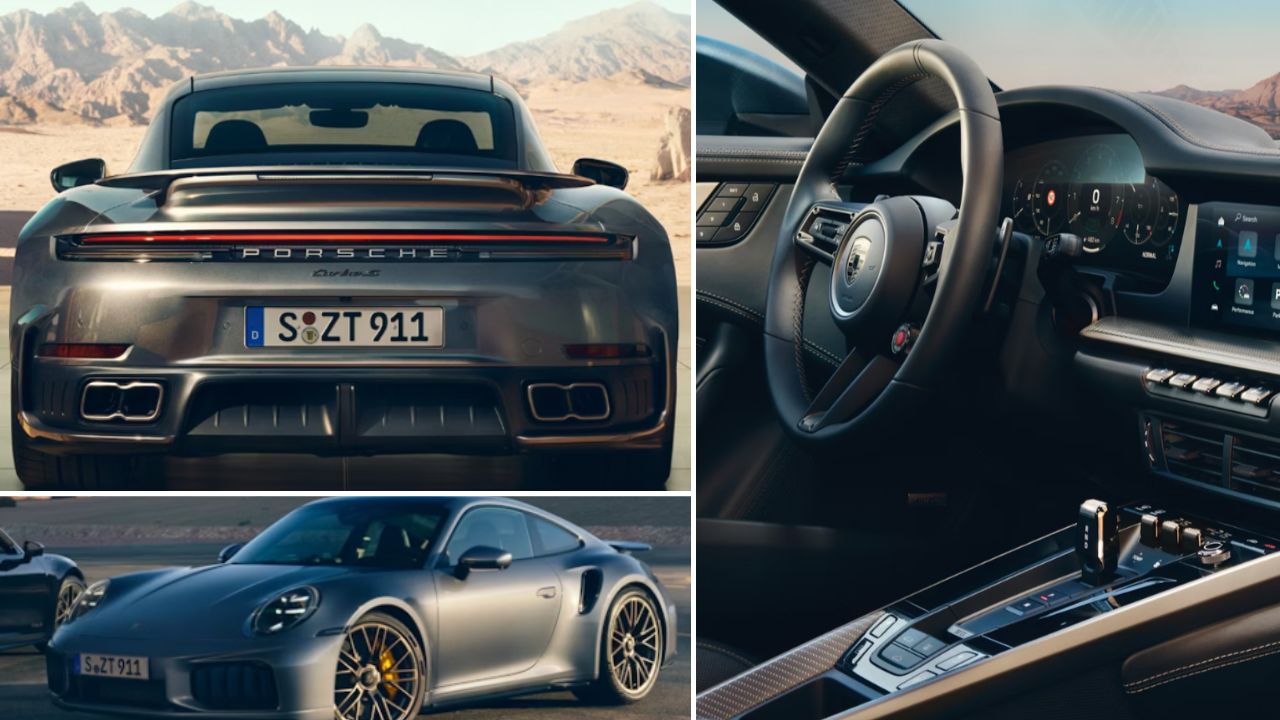 O interior do novo Porsche 911 Turbo S se diferencia por elementos exclusivos na cor Turbonite, um tom de cinza amarronzado que confere um visual único ao modelo.