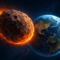 Asteroide 2025 QV9 iluminado em chamas passando próximo da Terra em setembro sob monitoramento da NASA e agências internacionais.