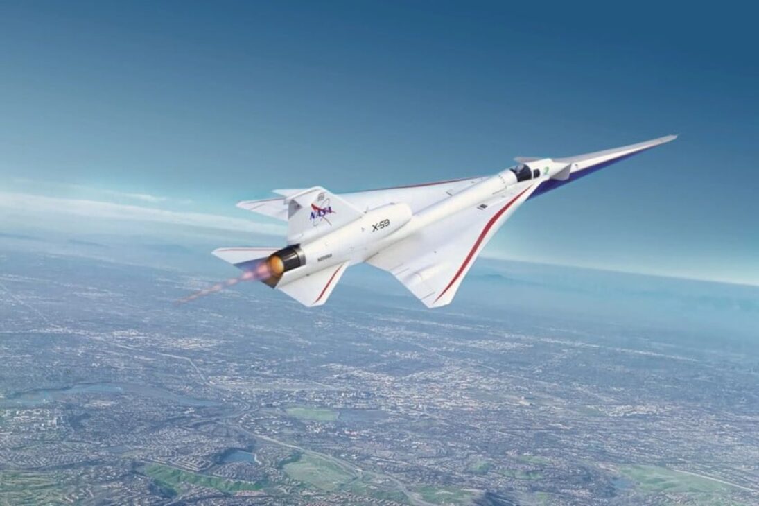 Avião supersônico da NASA X-59, da missão Quesst, pode ligar Nova York e Londres em 3h44, superando o Concorde ao reduzir o estrondo sônico em voos comerciais