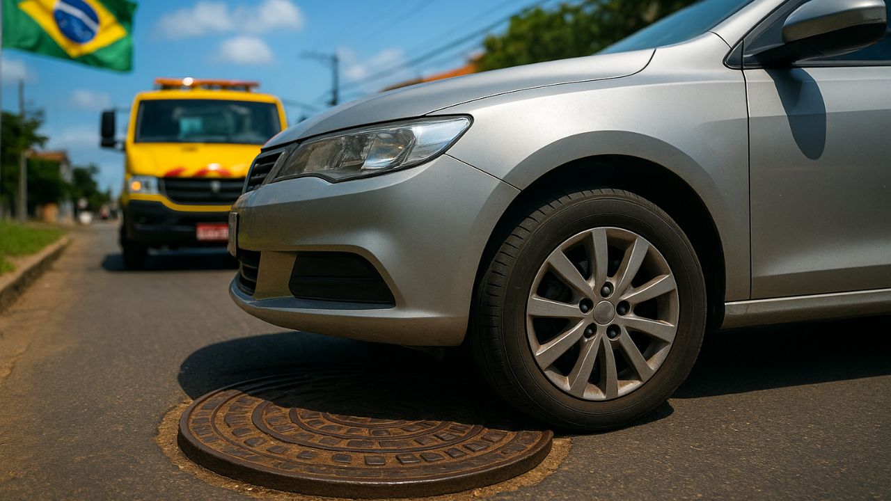 Cuidado onde estaciona: parar sobre tampa de bueiro é infração média, gera multa e guincho leva seu carro embora