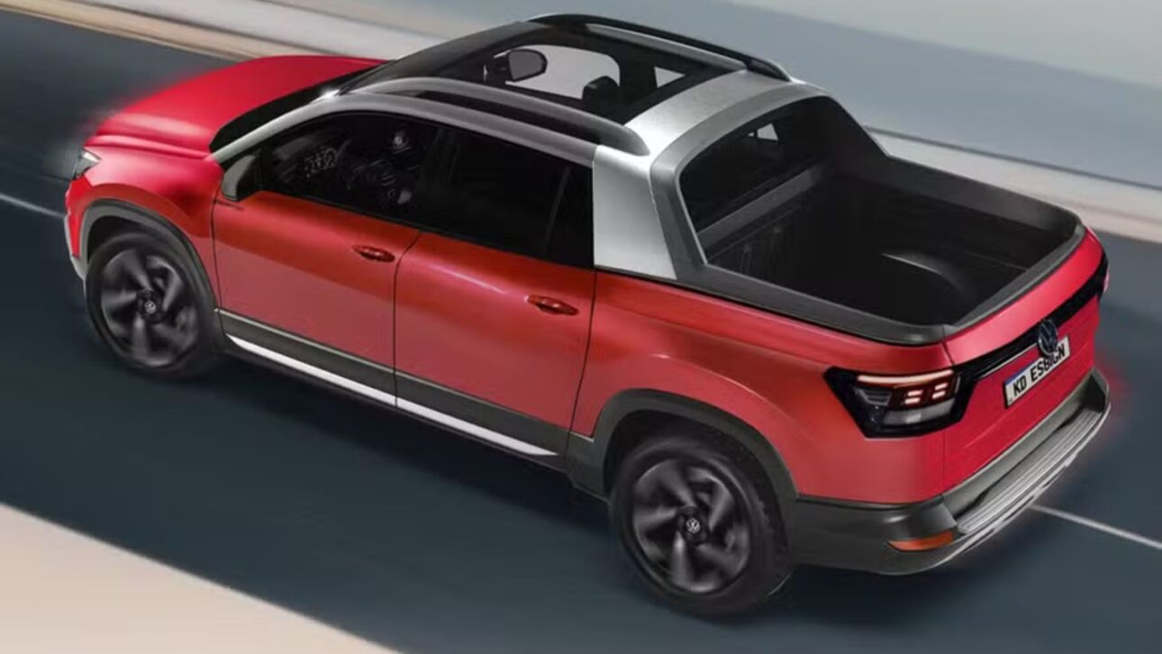 Volkswagen prepara a Udara, picape intermediária que substituirá a Saveiro em 2026, com motor híbrido e porte de Montana.