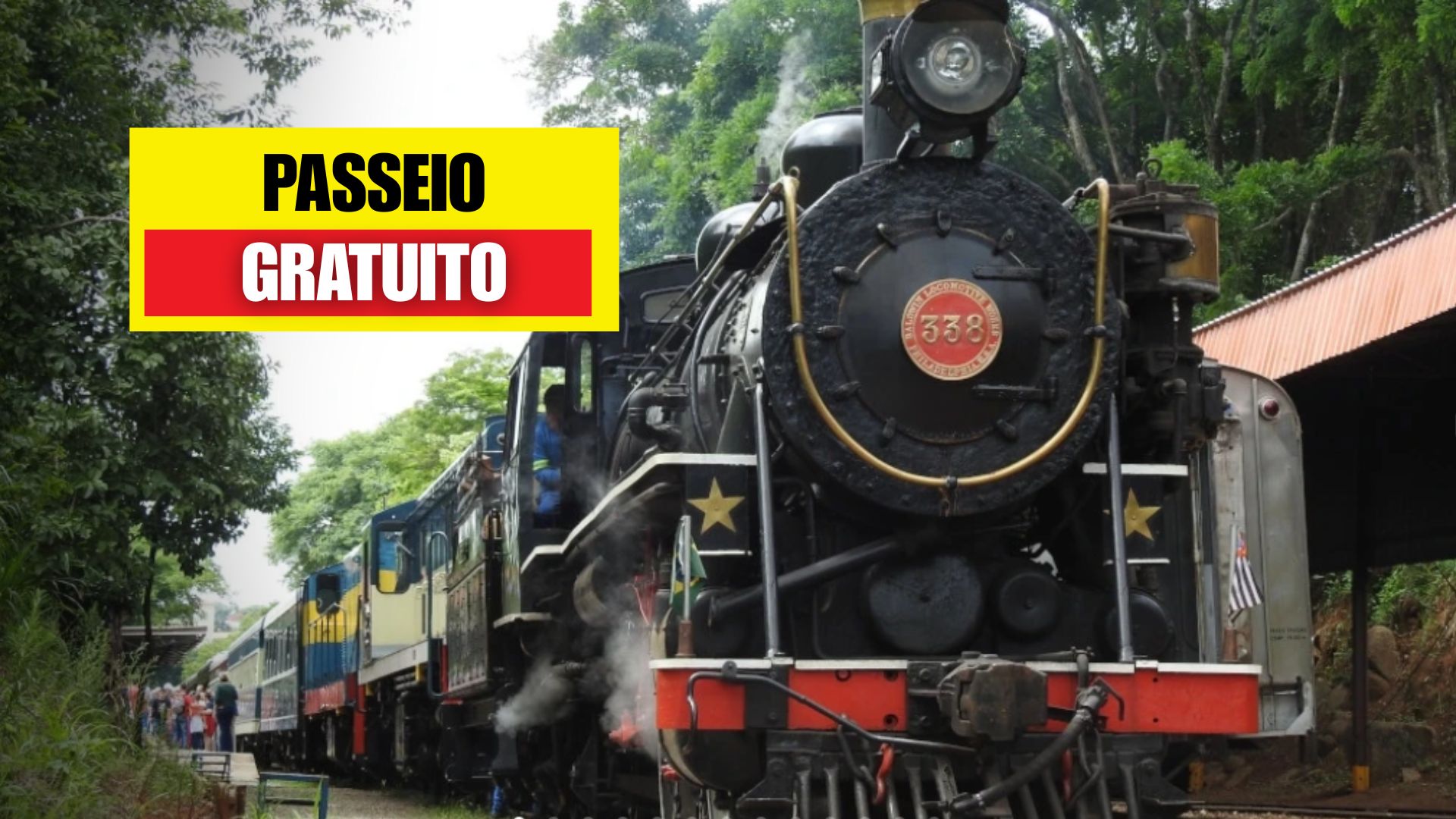 Passeio gratuito de Maria Fumaça em Campinas leva turistas por 12 km até Tanquinho, com guia, ônibus incluso e vagas limitadas.