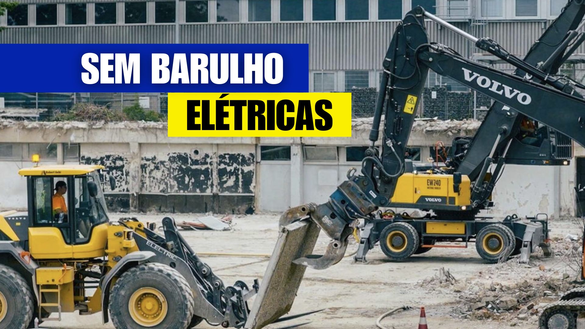 Volvo apresenta escavadeiras elétricas com torque imediato, silêncio 9 dB menor e powerbank de 7,5 toneladas para obras sustentáveis.