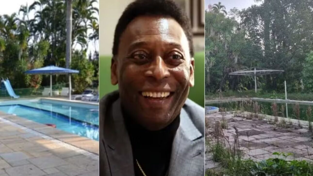 Mansão de Pelé no Guarujá enfrenta abandono, dívida de R$ 452 mil em IPTU e penhora de R$ 7 milhões, sob risco de leilão.