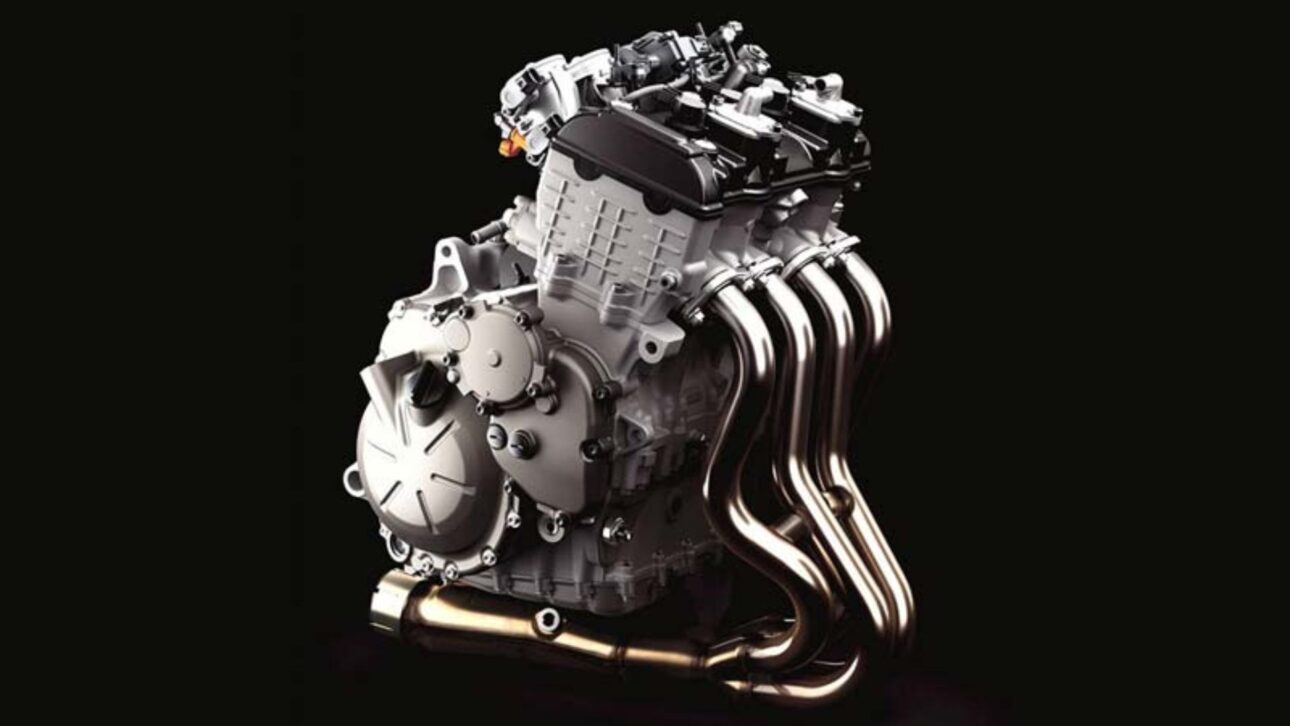 Motor Honda 4 cilindros em linha, referência de desempenho e suavidade que marcou gerações de motocicletas esportivas. (Imagem: Divulgação)
