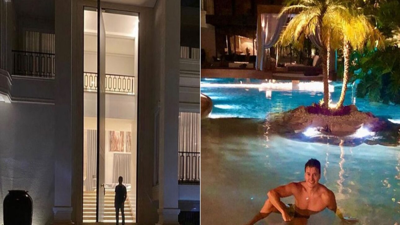 Mansão de Rodrigo Faro em Alphaville tem praia artificial de 500 mil litros, ilhas, cachoeira e elevador residencial.