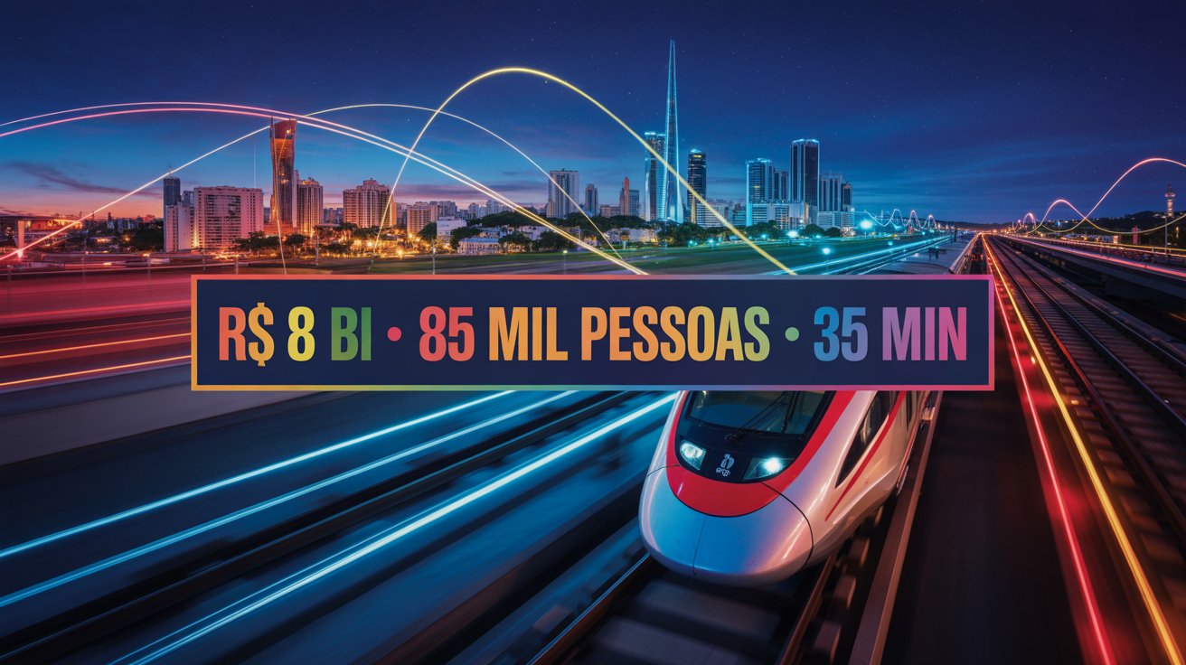 Trem Salvador–Feira de Santana promete viagens em 35 minutos, 160 km/h, 85 mil passageiros por dia e integração regional.