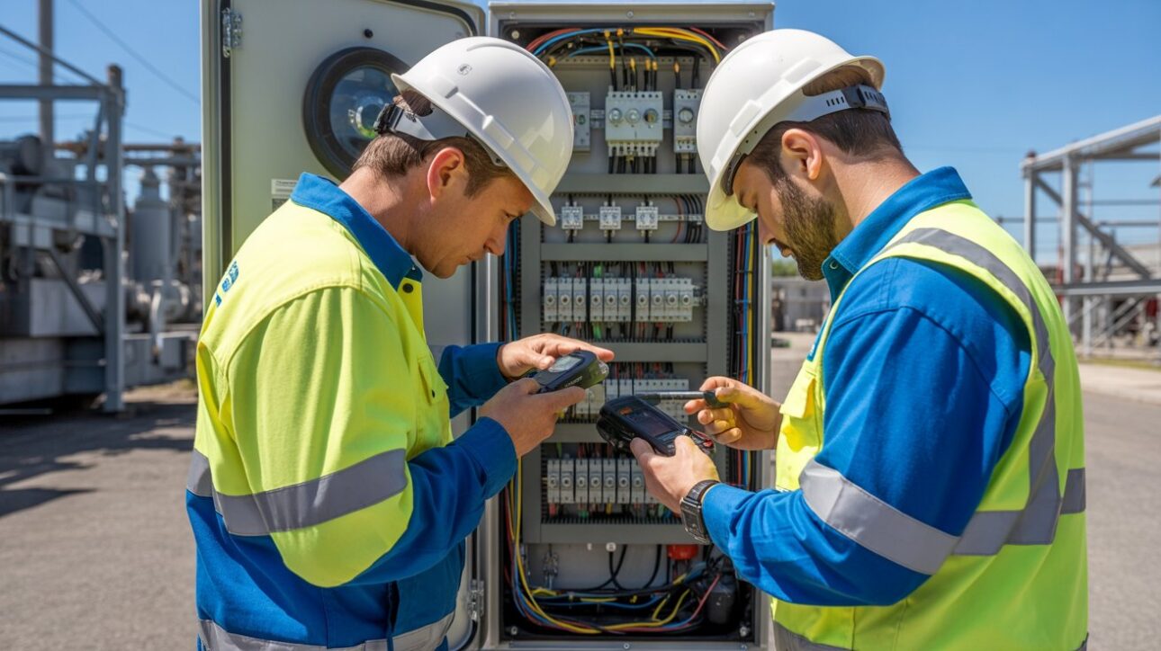 Engenheiro eletricista com uniforme de segurança em subestação, referência à decisão do TST sobre adicional de periculosidade.