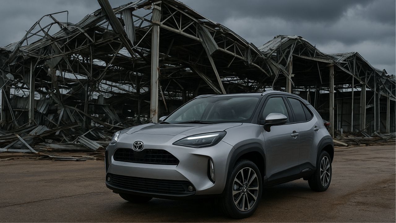 Tempestade destrói fábrica da Toyota em SP, paralisa produção, gera layoff e adia lançamento do Yaris Cross. Retomada só em 2026.