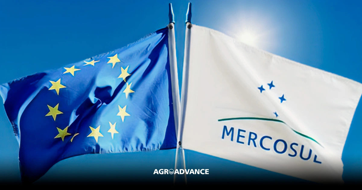 Acordo entre União Europeia e Mercosul entra na fase decisiva após 20 anos, travado por França, setor agrícola e tensões globais. (Imagem: agroadvance)