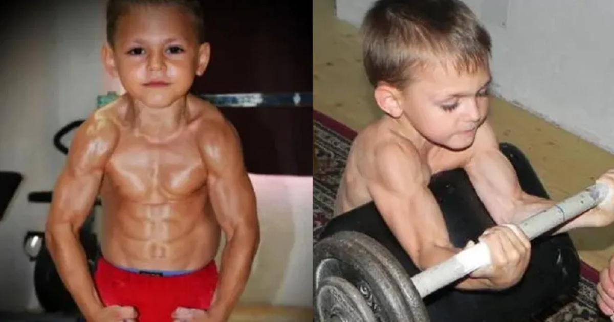 Giuliano Stroe, o ex-menino mais forte do mundo, trocou os recordes infantis pelo boxe e hoje mostra sua rotina esportiva no ringue. (Imagem: telecinco)
