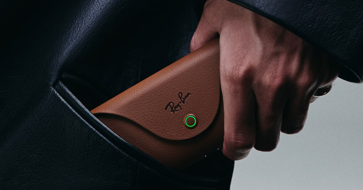 Óculos Meta Gen 2 exibido com estojo de recarga e logo Ray‑Ban em destaque, com visual tecnológico e elegante. (Imagem: Divulgação/Meta)