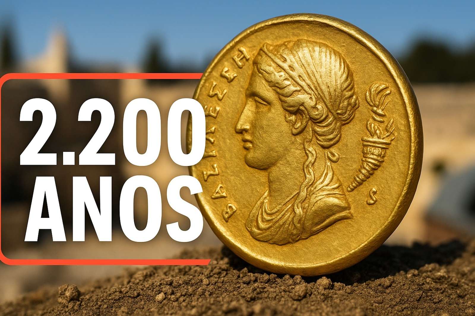 Moeda de ouro de 2.200 anos representando uma antiga rainha do Egito foi descoberta em Jerusalém