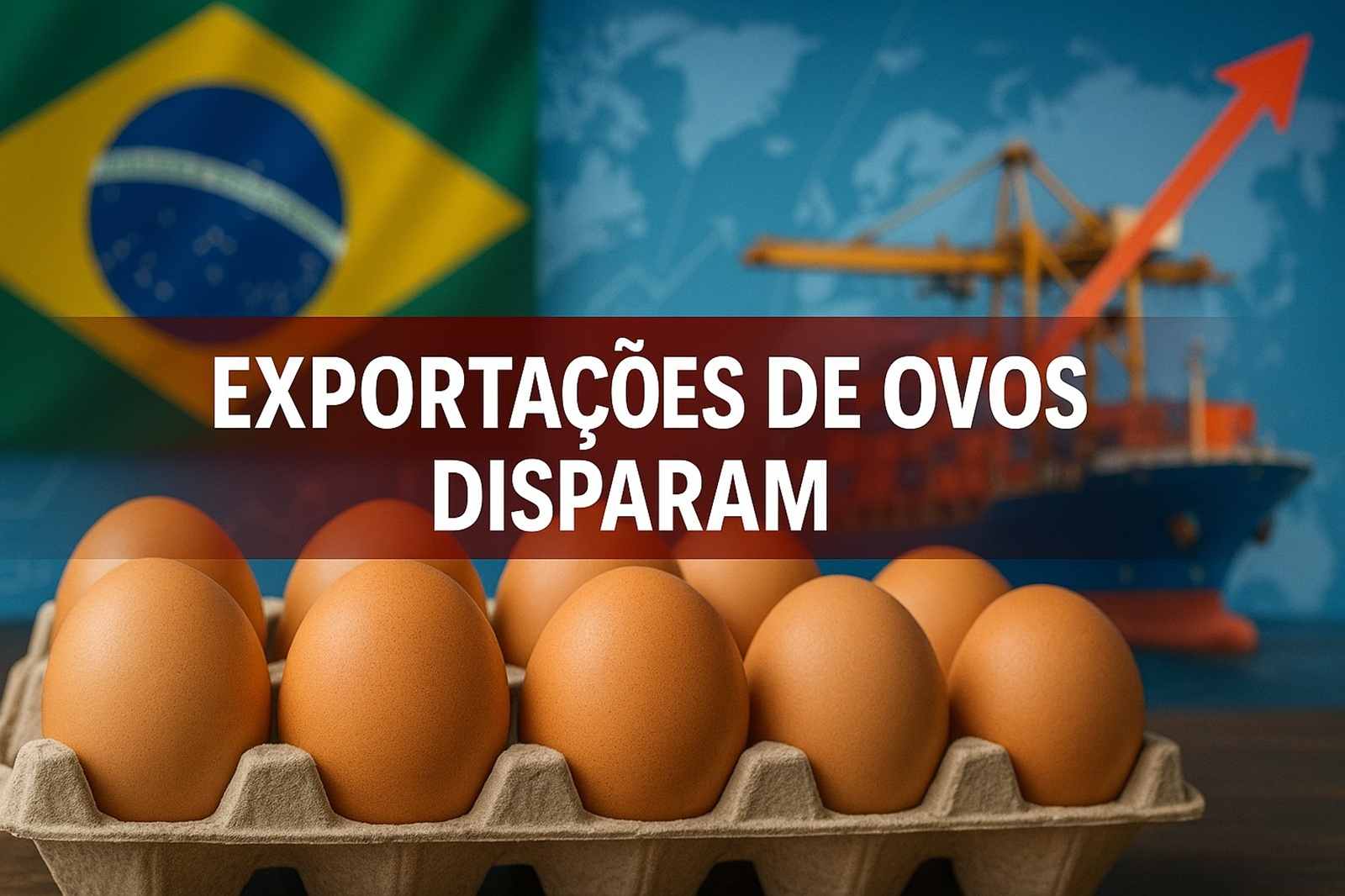 Brasil registra alta de 192% nas exportações de ovos em 2025, alcança 32 mil toneladas embarcadas e fatura US$ 75 milhões no período.