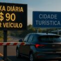 Cidade turística brasileira já cobra taxa diária de até R$ 90 por veículo, com isenção apenas para quem permanecer menos de 4 horas, mas poucos sabem