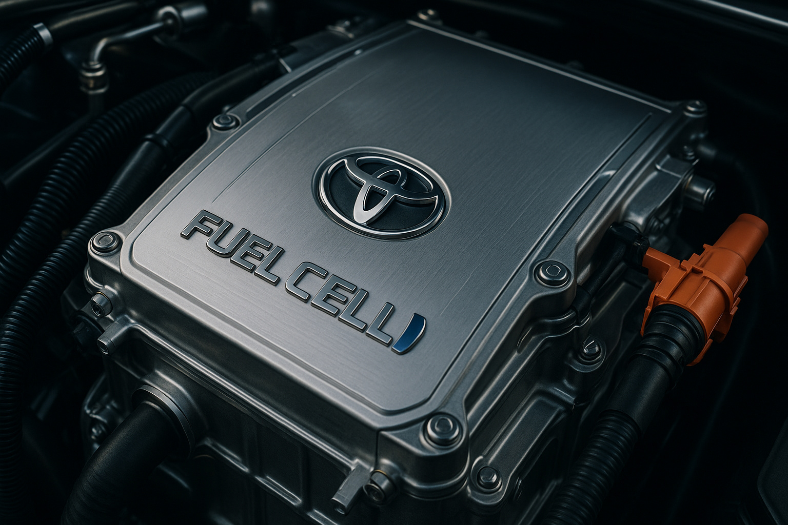 Toyota com veículo a hidrogênio versus Tesla elétrica, simbolizando a corrida pela mobilidade do futuro.