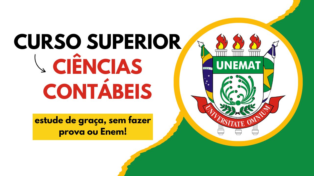 A UNEMAT abriu 300 vagas EAD no curso de Ciências Contábeis, sem vestibular, para ingresso no 1º semestre de 2026.
