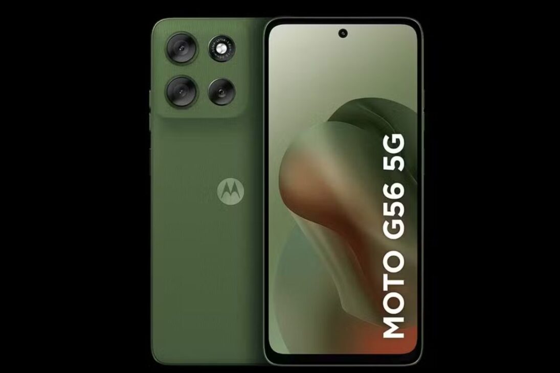 Celular da Motorola por mil e pouquinho: Moto G56 traz proteção à água, estéreo Dolby, 6,72”, Full HD+, 120 Hz e carregador 33 W caixa