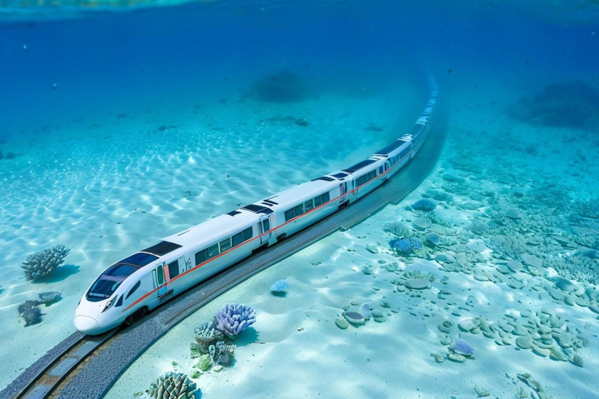 O túnel submarino de Jintang, marco da engenharia chinesa, conecta Ningbo Zhoushan pela ferrovia Yongzhou, unindo 16 km de tecnologia em alta velocidade sob o mar.