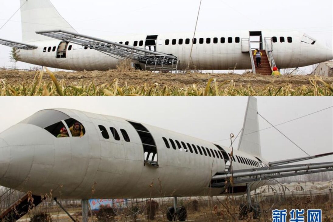 Fazendeiro chinês desafia limites e monta réplica funcional de Boeing 737 no quintal de casa com sucata, ferro e um ano de trabalho, provando que paixão supera dinheiro e diploma