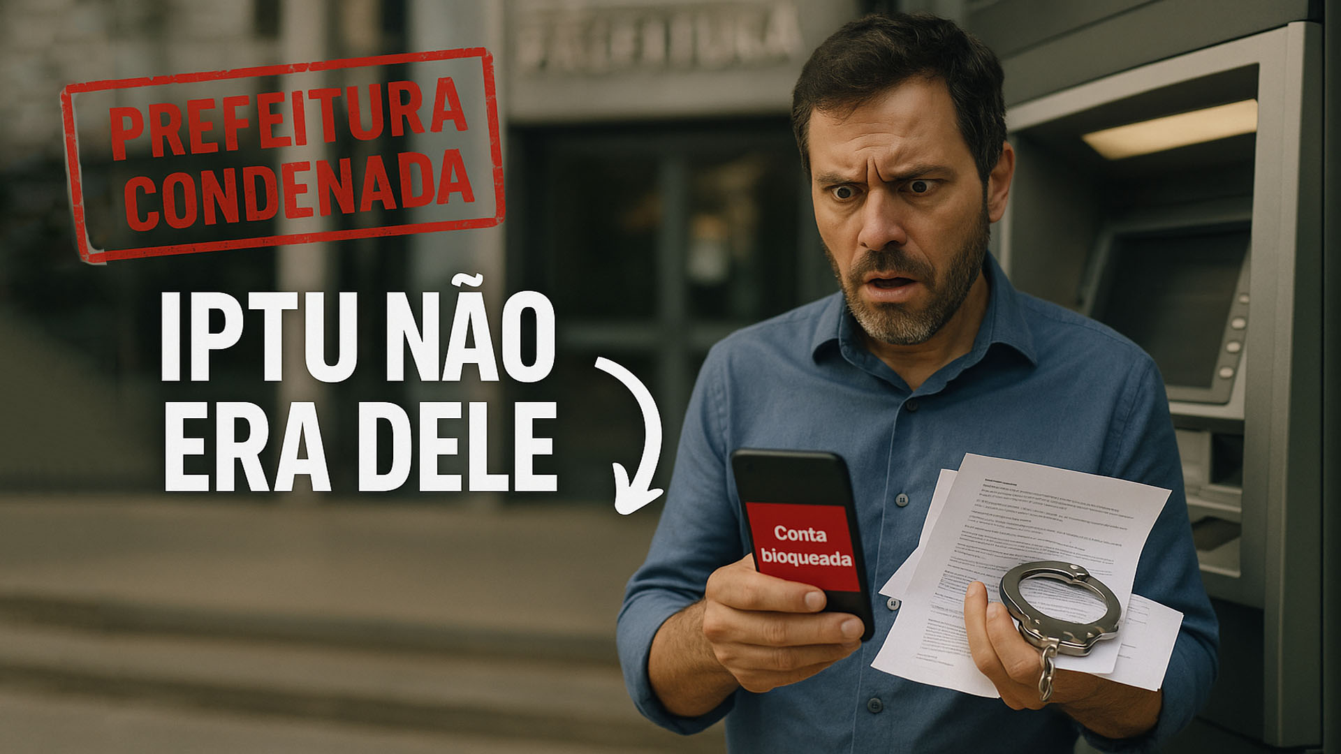 Homem teve conta bloqueada por dívida de IPTU que não era dele e Justiça condena Prefeitura a pagar R$ 3 mil de indenização