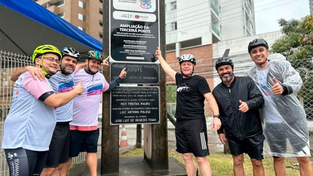 Ciclovia suspensa da Terceira Ponte liga Vitória e Vila Velha com 3,5 km, mirante urbano e estrutura metálica a 70 metros sobre o mar.