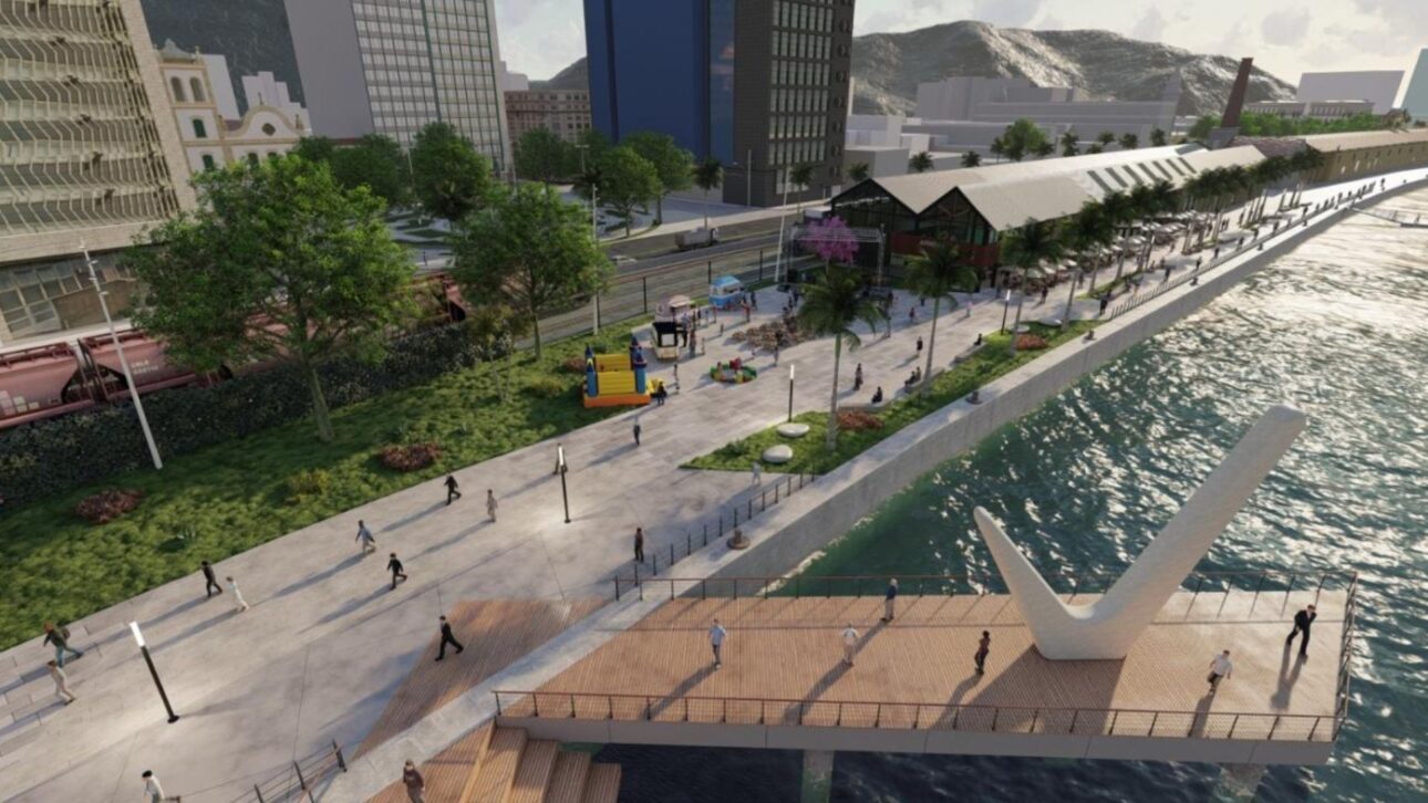 Parque Valongo, em Santos, recebe prêmio nacional por revitalizar área portuária com lazer, turismo e integração entre cidade e mar.