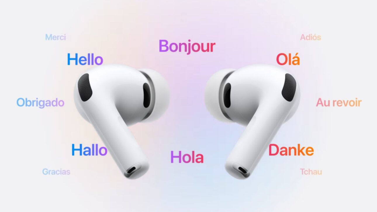 Fone com tradução simultânea da Apple acelera comunicação global e desafia o ensino de inglês tradicional. (Imagem: Apple/Divulgação)