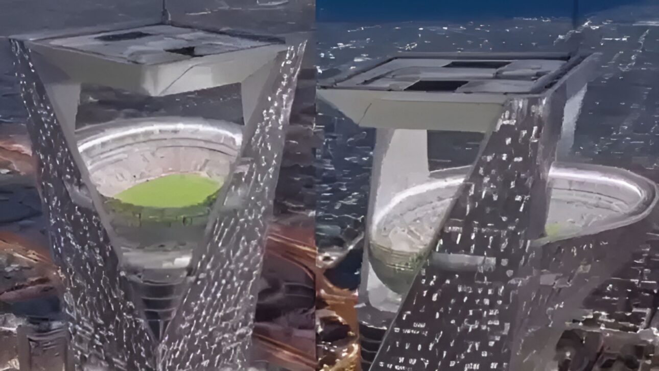 A Arábia Saudita planeja o NEOM Stadium, estádio futurista a 350m de altura em The Line, com 46 mil lugares e energia 100% elétrica.