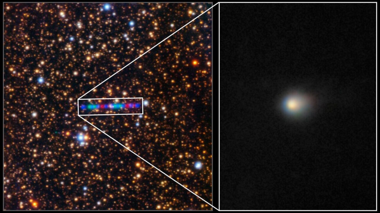 Foto da descoberta do 3I/ATLAS pelo sistema Asteroid Terrestrial‑impact Last Alert System (ATLAS) no Chile em 1º de julho de 2025, terceiro visitante interestelar registrado. (Imagem: ATLAS/Univ. of Hawaii/NASA)