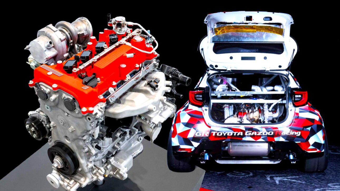 Motor Toyota G20E 2.0 litros turbo exibido oficialmente em bancada de testes com foco em mais de 400 cv.” (Imagem: Toyota Motor Corporation)
