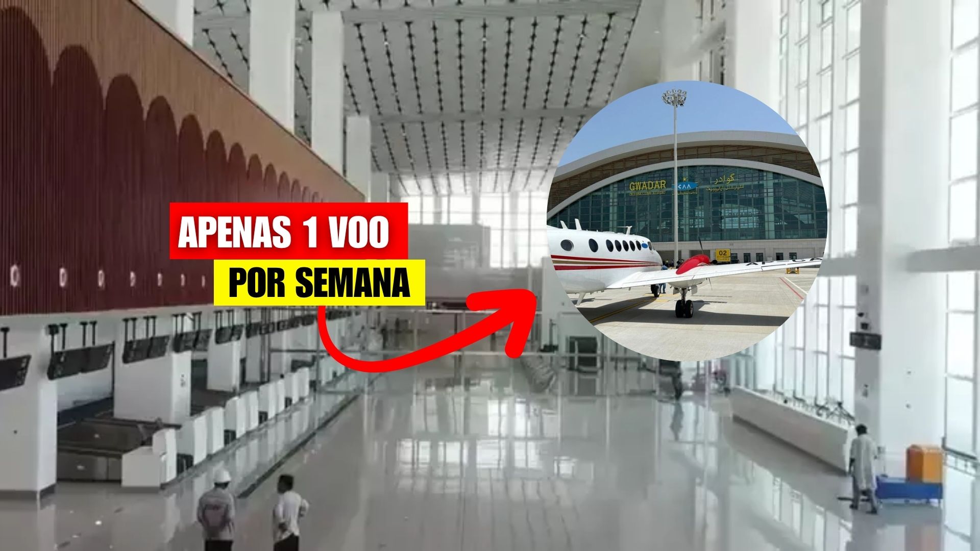 Terminal construído pela China em Gwadar opera com apenas um voo semanal, gerando questionamentos sobre o uso real de um investimento de R$ 1,3 bilhão.