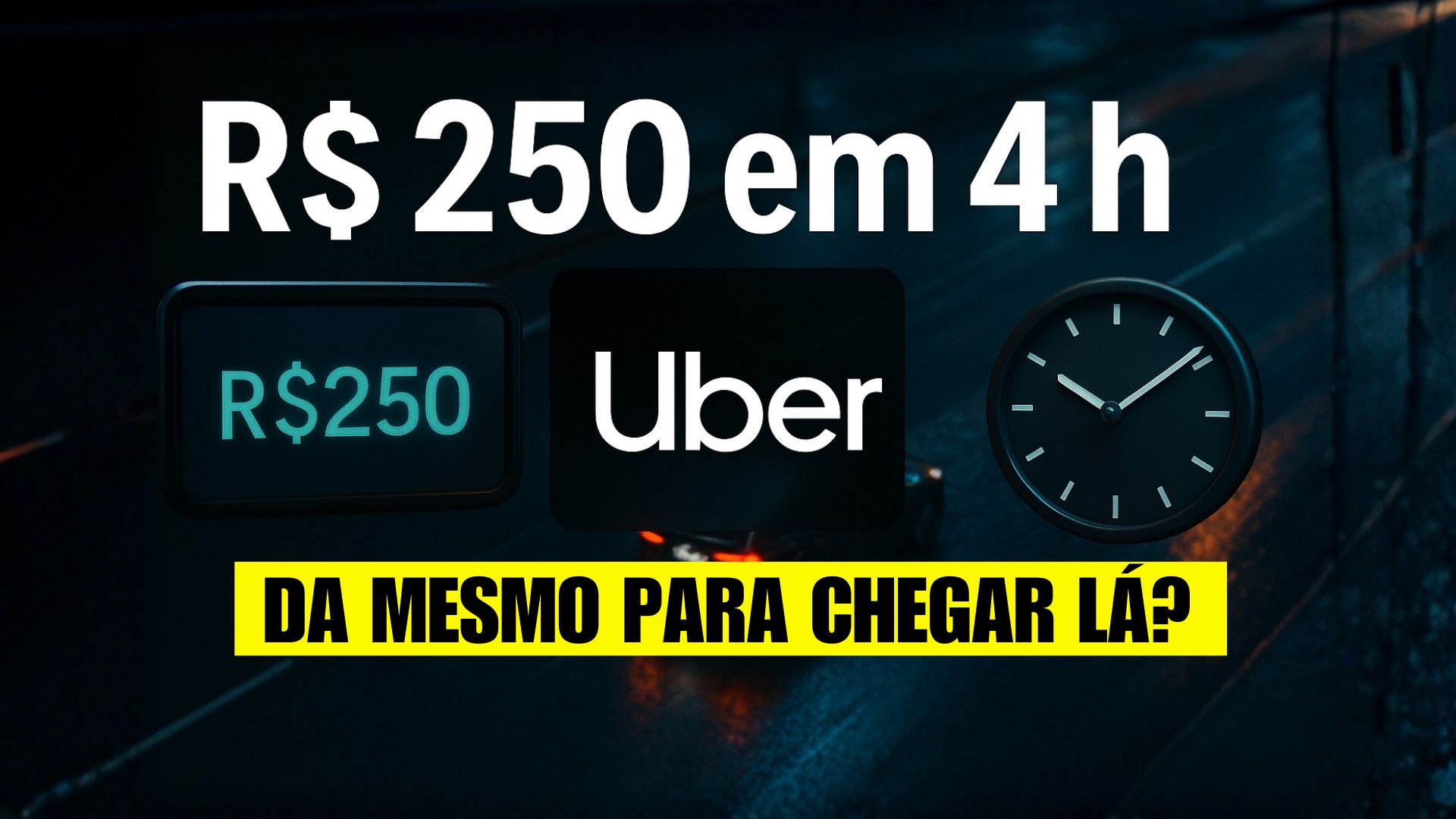 Motoristas da Uber relatam faturar até R$ 250 em quatro horas de trabalho, com lucro líquido entre R$ 90 e R$ 150 por dia.