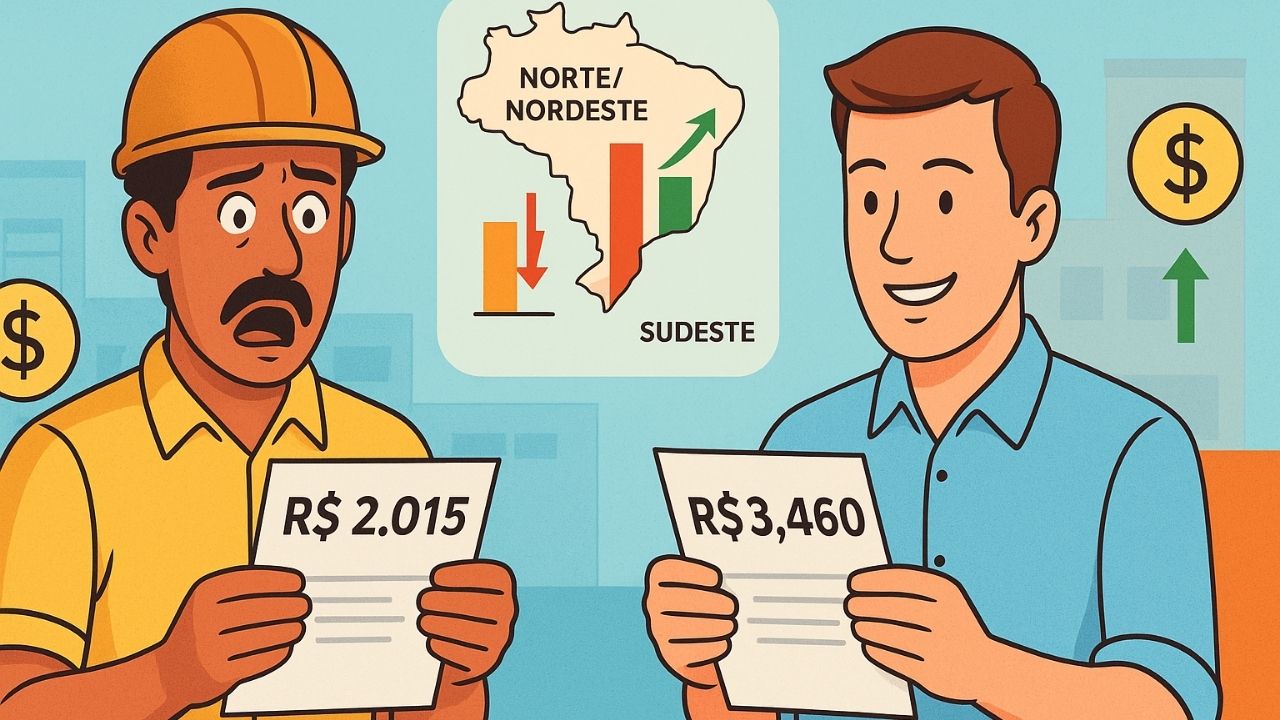 Censo 2022 revela que trabalhadores do Norte e Nordeste ganham menos que a média nacional e enfrentam grandes desigualdades regionais.