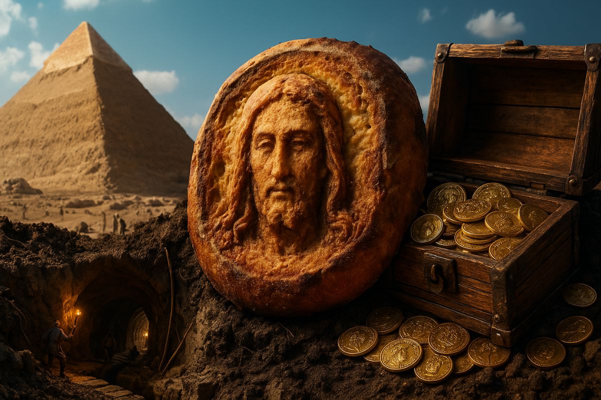 Descobertas arqueológicas dos últimos dias trouxeram à tona um tesouro romano raro, pães bizantinos com imagem de Cristo, uma rede subterrânea sob as pirâmides do Egito e novas pistas sobre como antigas civilizações planejavam espaços sagrados.
