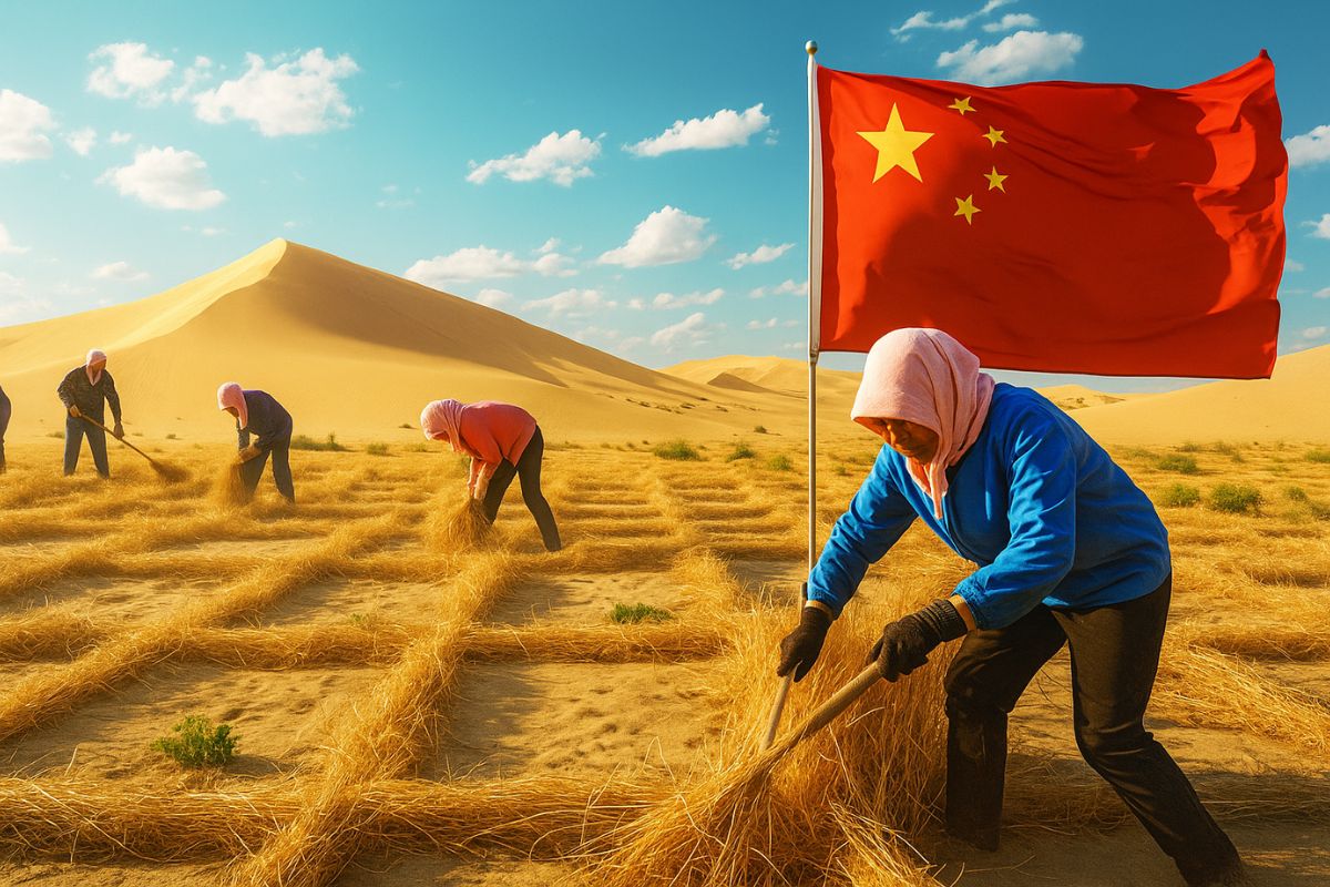 A desertificação na China foi contida com cordas de palha que estabilizam dunas e impulsionam o reflorestamento, formando um novo cinturão verde capaz de restaurar ecossistemas e proteger cidades do avanço da areia.