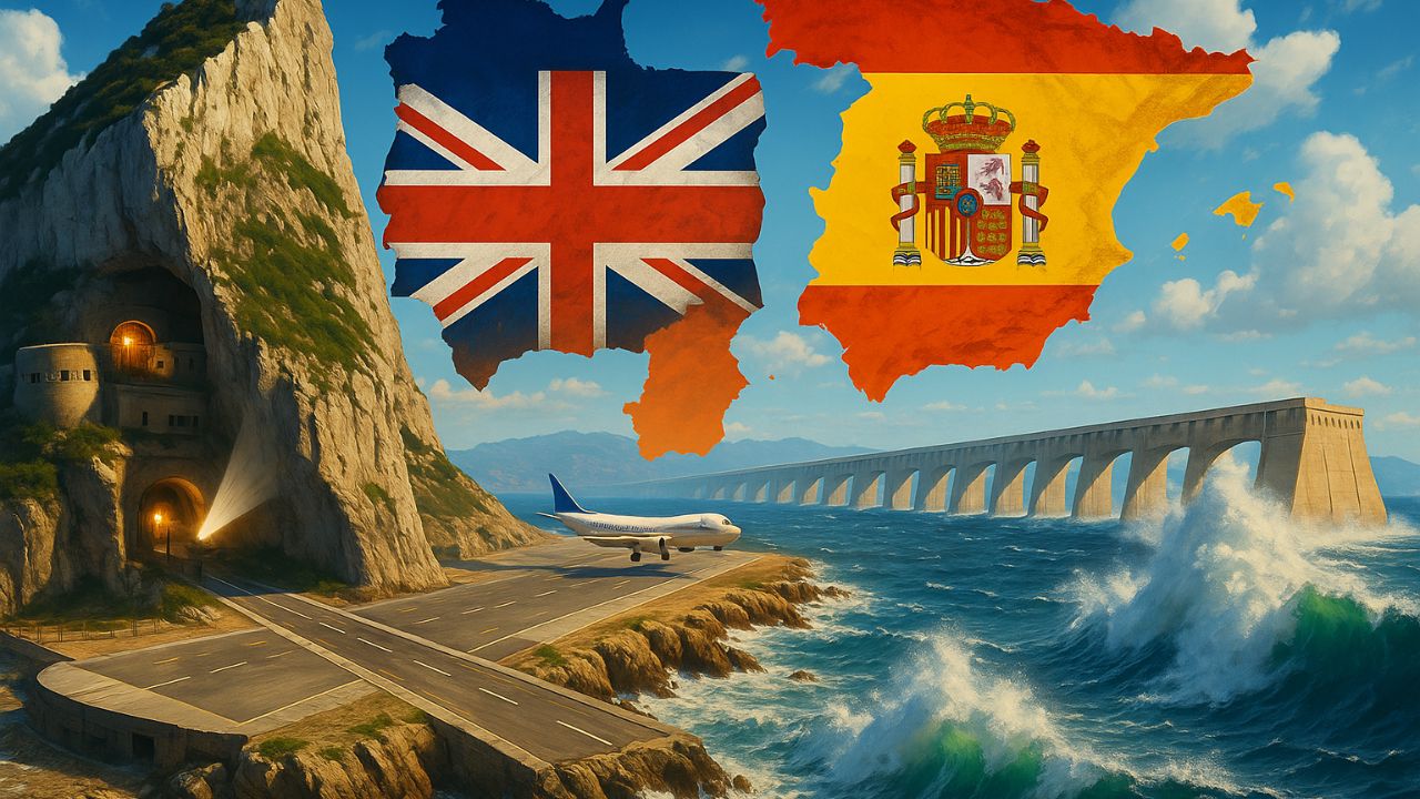 Gibraltar vira disputa histórica entre Reino Unido e Espanha enquanto abriga túneis de guerra, aeroporto único e o audacioso plano Alantropa que queria unir Europa e África