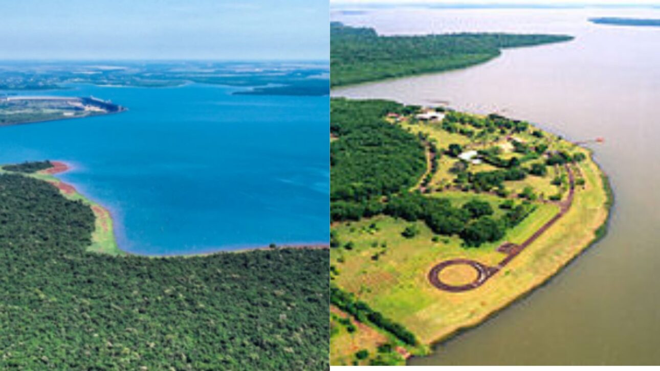 Reservatório de 1.350 km² da Itaipu, criado com o desvio do rio Paraná, base da geração hidrelétrica e eixo turístico da região. (Imagem: Itaipu Binacional)