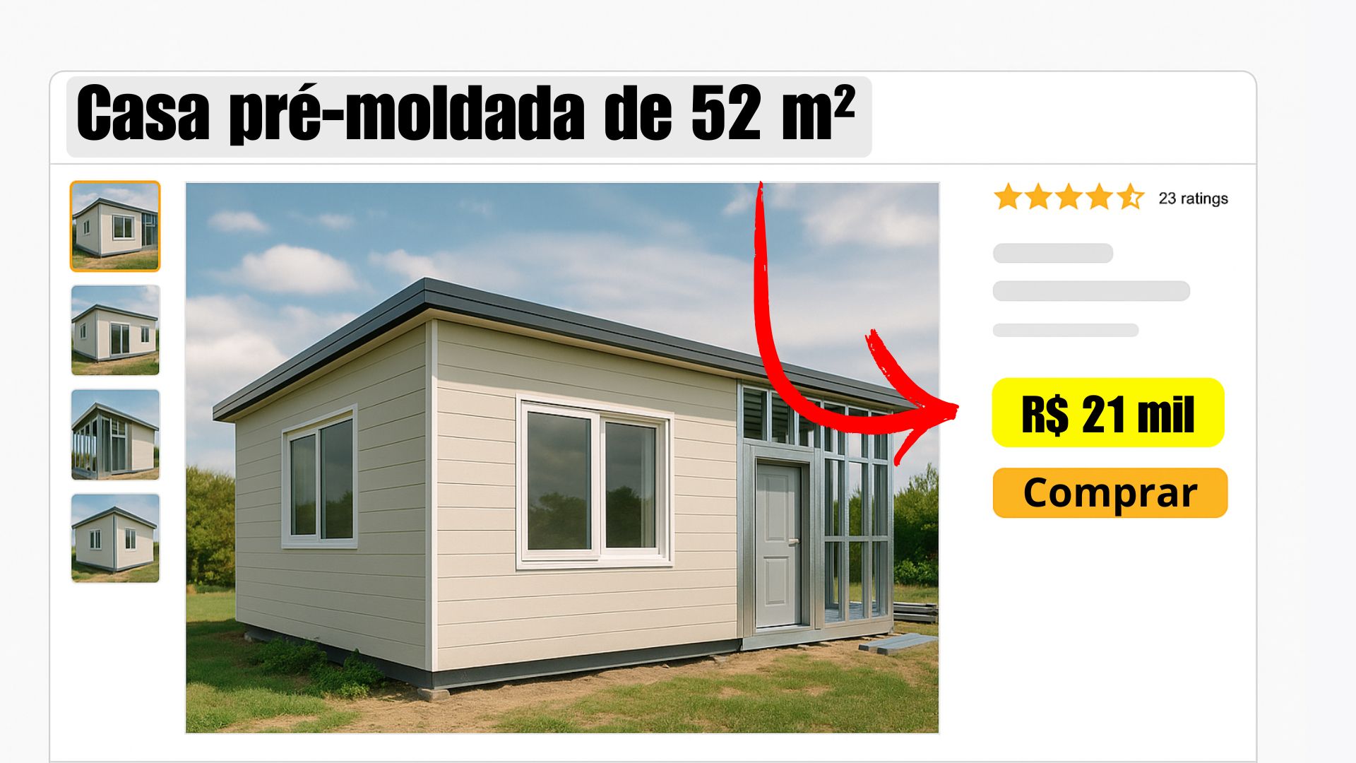 Casa pré-moldada de 52 m² em steel frame custa R$ 21 mil e chega pronta para montagem, reforçando a tendência da construção modular.