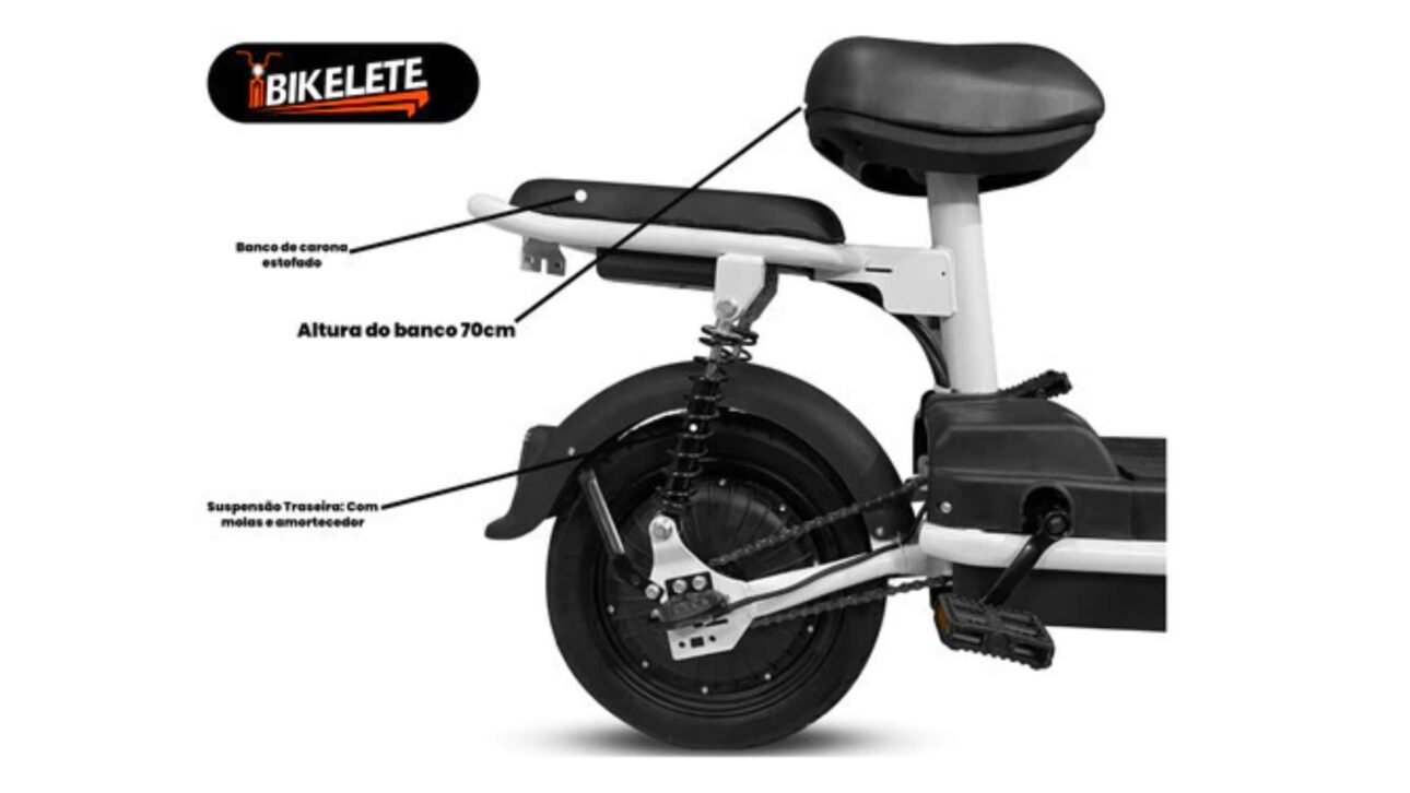 Scooter elétrica Bikelete 350W roda até 25 km, carrega na tomada comum, não exige CNH e custa menos de R$ 4 mil.