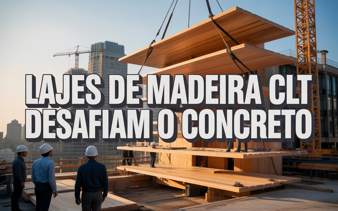 Lajes de madeira CLT (Cross-Laminated Timber) desafiam o concreto tradicional e se tornam tendência mundial com redução de peso, montagem em tempo recorde e impacto ambiental mínimo