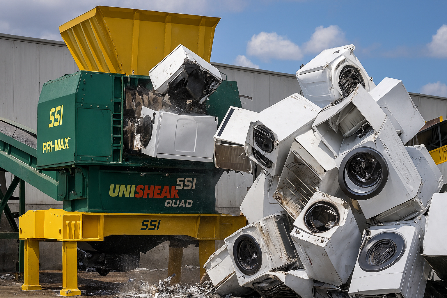 Máquinas que devoram geladeiras e lavadoras velhas para extrair cobre, alumínio e aço: a engrenagem bilionária da reciclagem de eletrodomésticos que transforma sucata em matéria-prima valiosa
