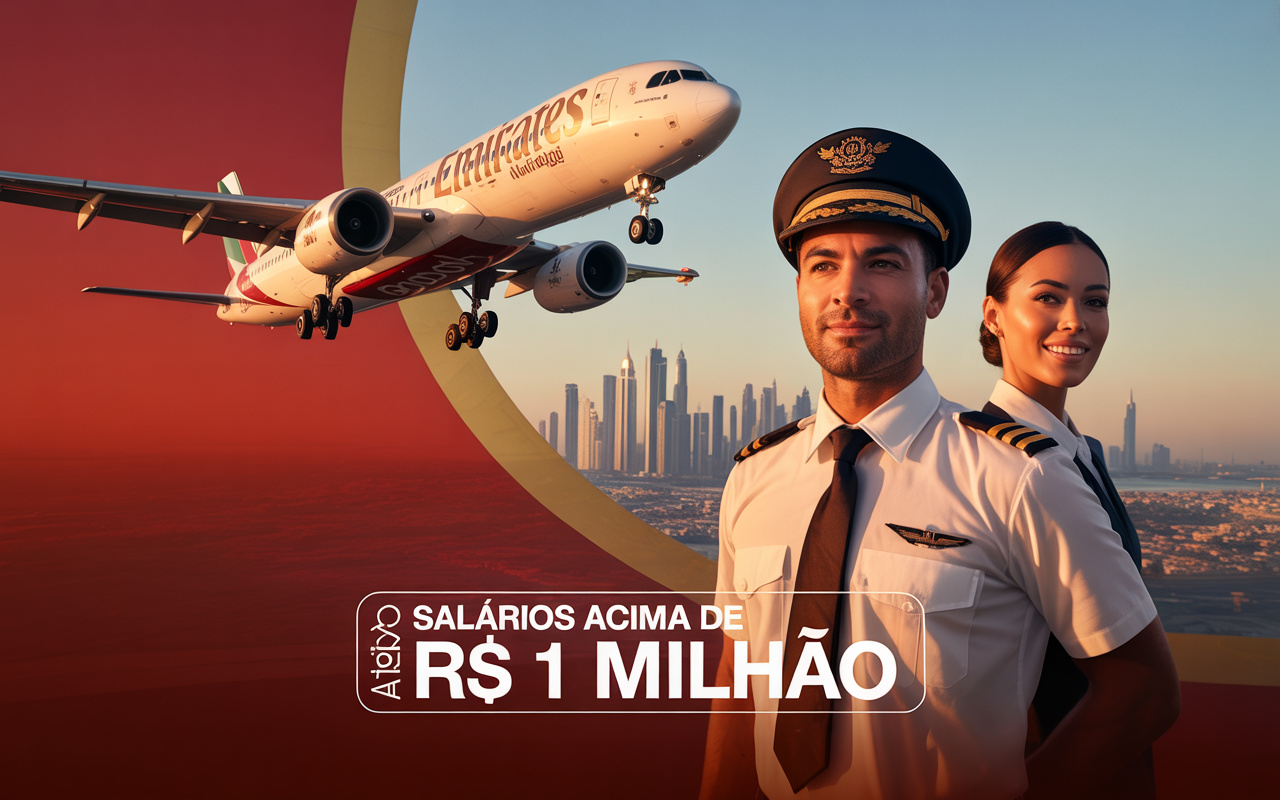 Salários que passam de R$ 1 milhão! Emirates volta ao Brasil em busca de pilotos brasileiros para trabalhar em Dubai com benefícios de luxo e carreira internacional