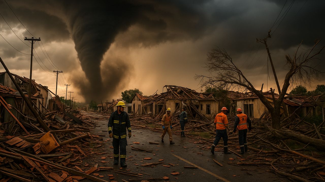 Tornado atinge o Paraná e deixa 5 mortos e mais de 430 feridos. Ventos fortes derrubam casas e Corpo de Bombeiros atua em resgates.