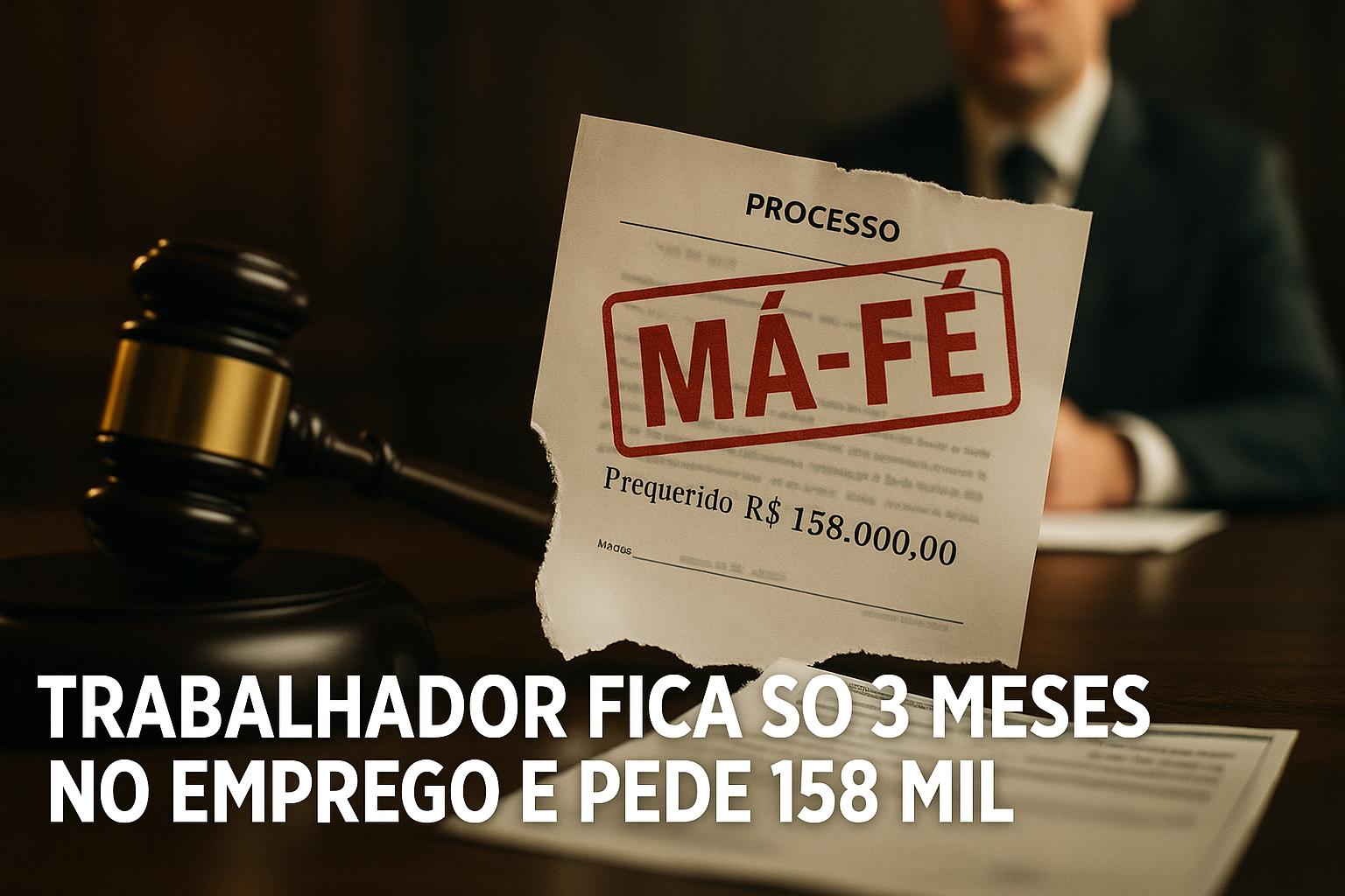 Trabalhador fica só 3 meses no emprego, entra na Justiça pedindo R$ 158 mil e acaba sendo condenado por má-fé ao tentar enganar a Justiça do Trabalho